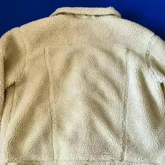 Popsugar Sherpa trucker jacket coat size Large tan beige - Picture 8 of 10